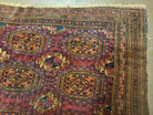 5' 5" X 7' Antique Handmade Tekkeh Turkoman Engsi Hatchli Wool Rug Red - Jewel Rugs