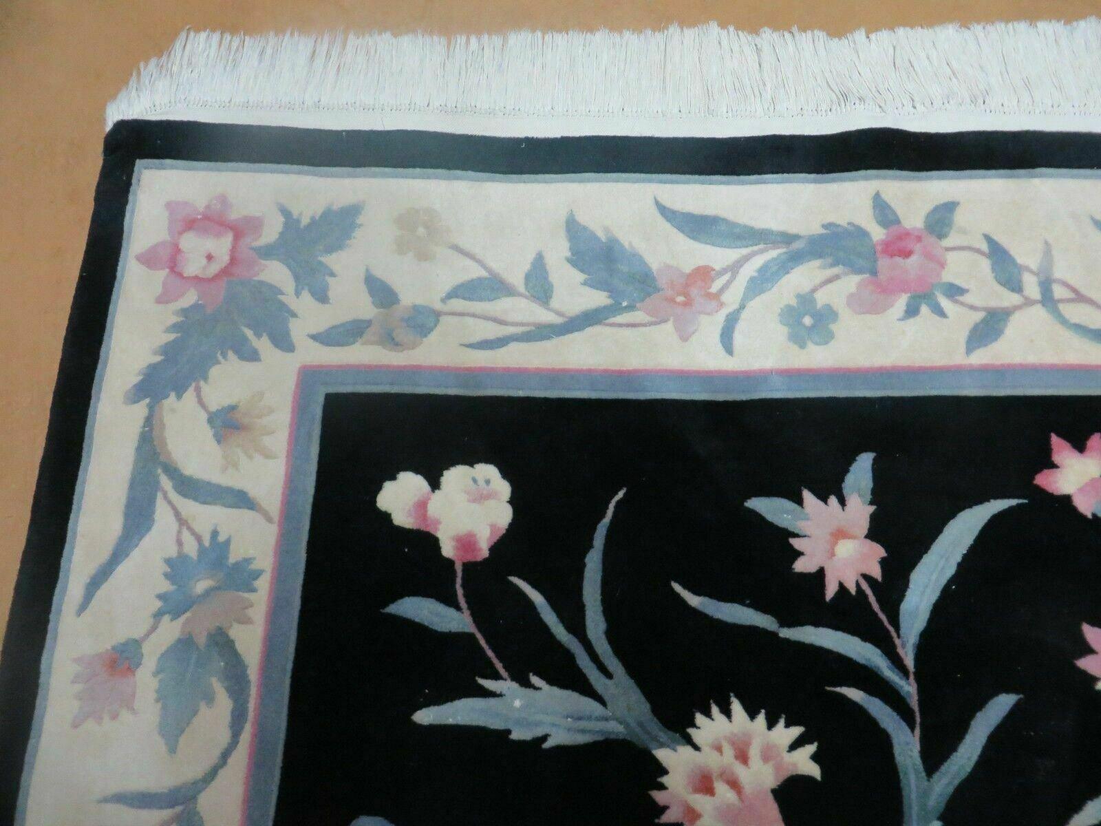 6' X 9' Vintage Handmade Chinese Art Deco 90 Lines Wool Rug Flowers Vase Nice - Jewel Rugs