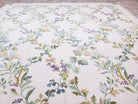 New Needlepoint Rug, 10x14 Needlepoint Carpet, 10 x 14 Flatweave Rug, Floral, Leaves and Grape Vines, Large Rug, Ivory, Room Sized, No Pile - Jewel Rugs