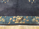 Antique Chinese Peking Area Rug, Hand-Knotted, Dark Blue, Wool, 5x7 Asian Pagoda Oriental Carpet, Rare, 5'1" x 7'6" Traditional Chinese Rug - Jewel Rugs