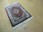 2' X 3' Handmade Chinese Floral Oriental Silk Rug Carpet Nice Red - Jewel Rugs