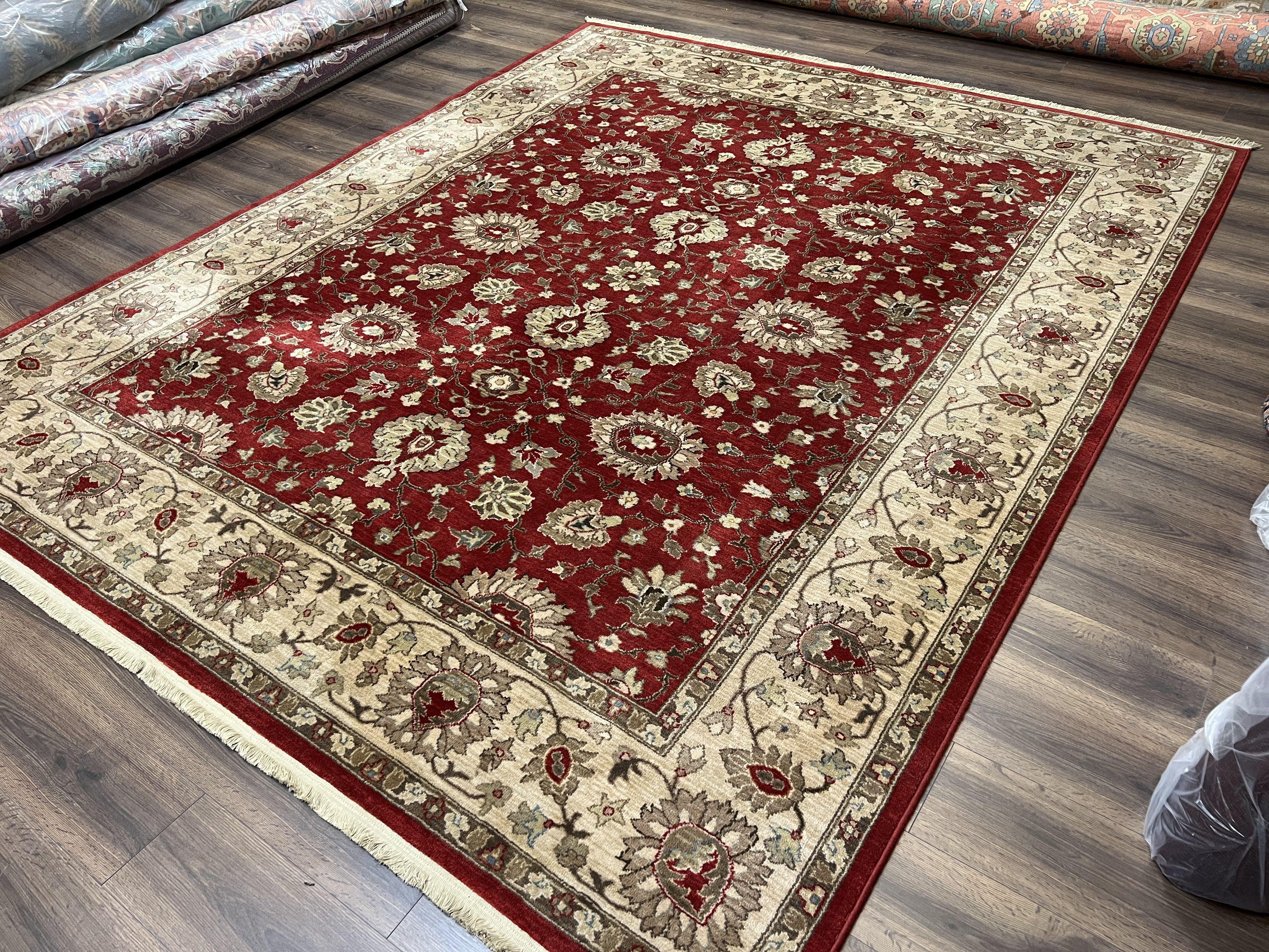 Karastan Rug 8.8 x 10.6, Karastan Bella Rosa Rug #700-730, Wool Karastan Carpet, Discontinued Original 700 Series Area Rug Red Beige Floral - Jewel Rugs