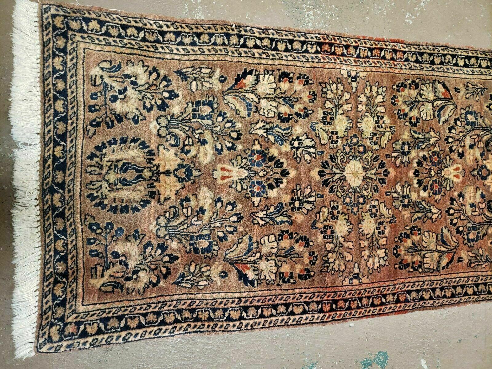 2' X 4' Antique Handmade Sarouk Floral Wool Rug Blue Organic Vegetable Dye Nice - Jewel Rugs