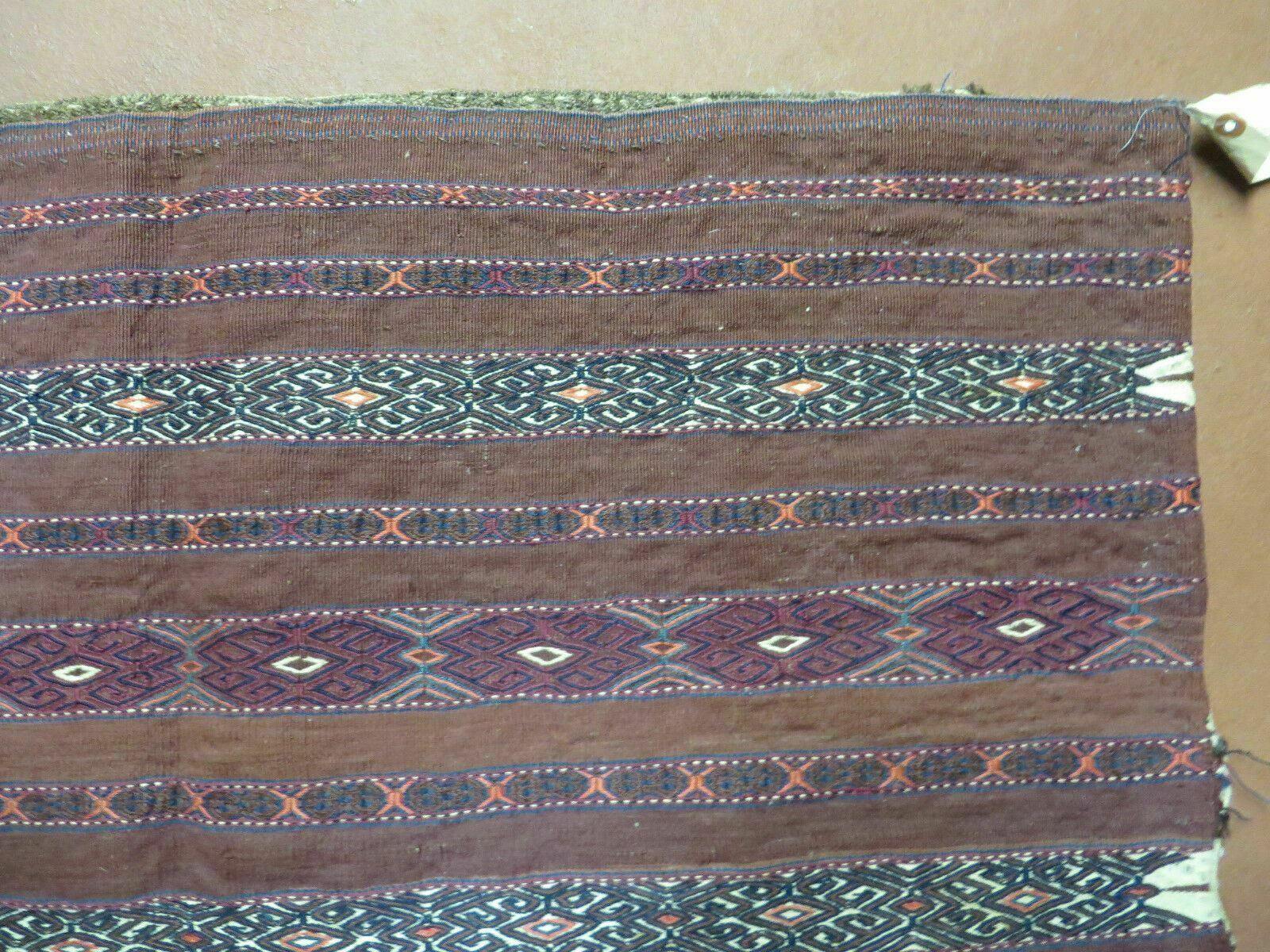 2.5' X 4' Antique Handmade Turkoman Tribal Wool Rug Cushion Case Yamud Stripped - Jewel Rugs