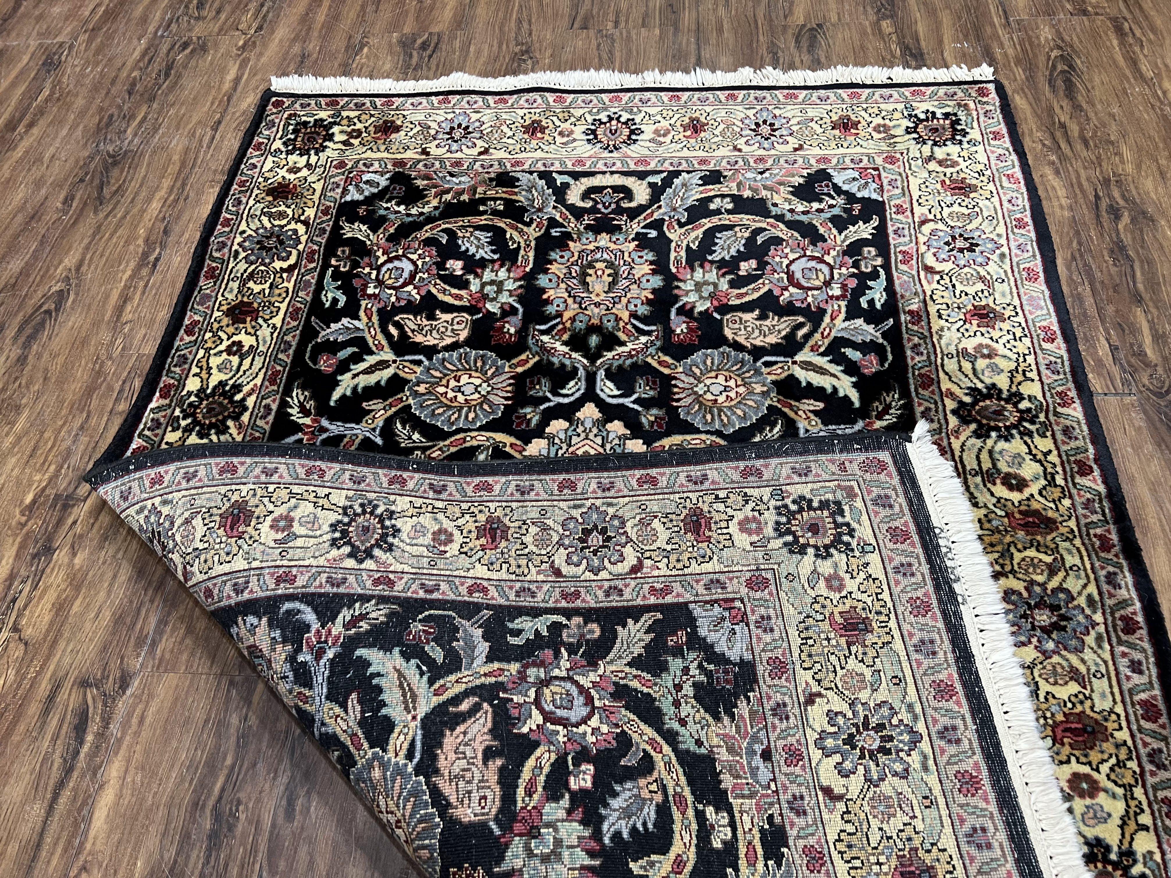 Indo Persian Rug 4x6, Wool Oriental Carpet, Allover Floral Pattern, Shah Abbas Flowers, Handmade Vintage Rug 4 x 6, Indian Rug, Bedroom Rug - Jewel Rugs