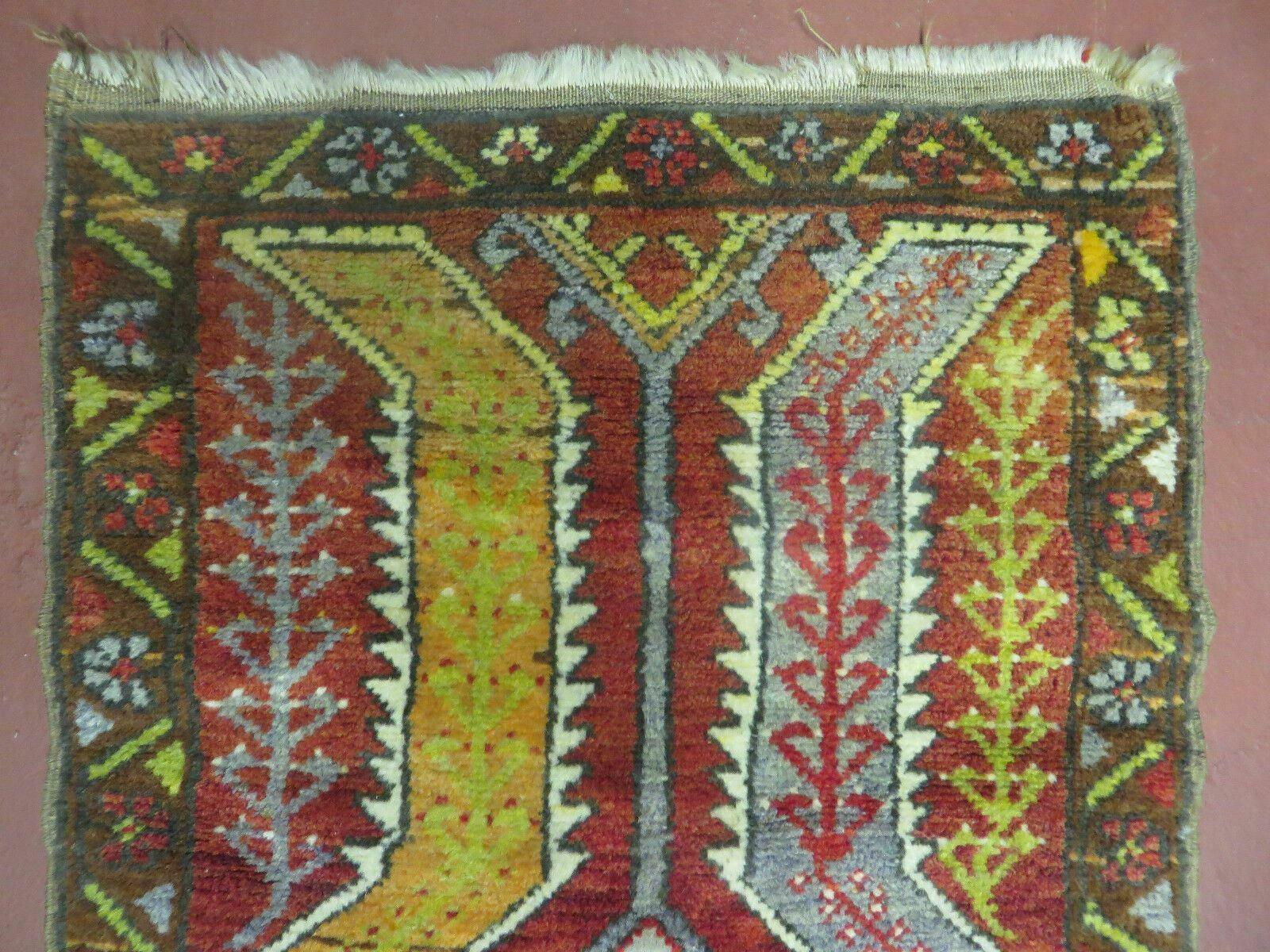 21" X 34" Antique Handmade Turkish Oushak Oshak Yastik Wool Rug Mat Turkey Nice - Jewel Rugs