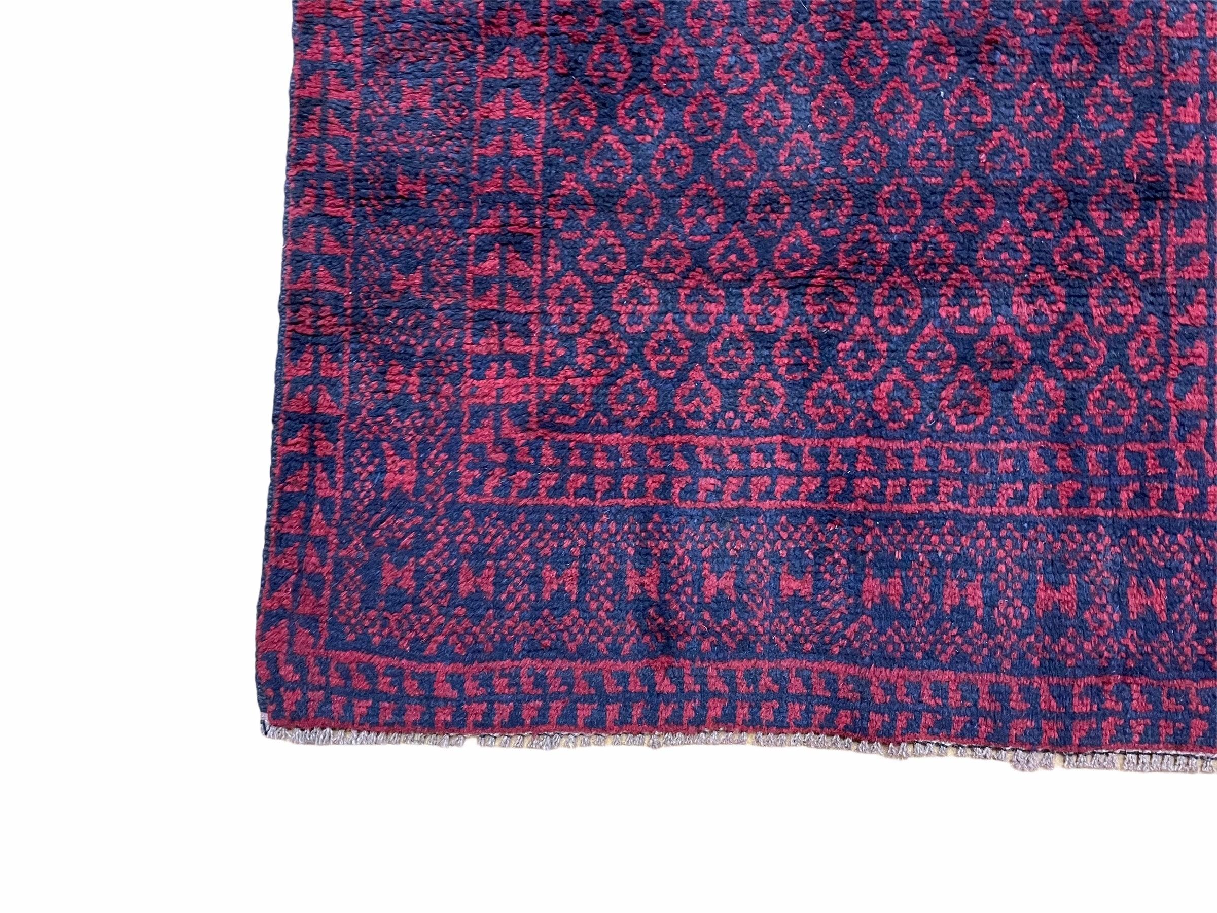 2' 9" X 4' 7" Vintage Handmade Tribal Wool Rug Balouchi Rug Afghan Rug Blue Red - Jewel Rugs