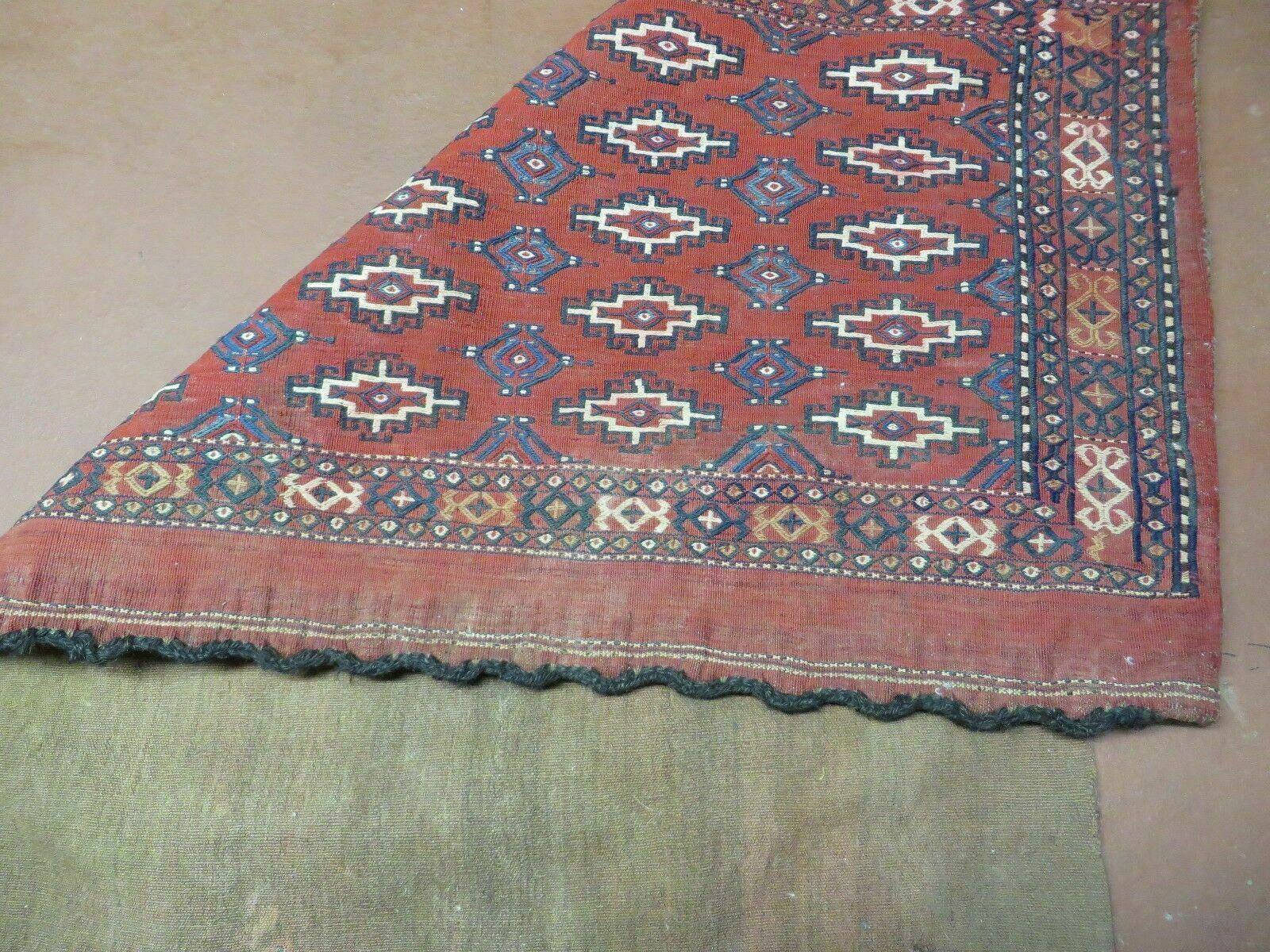 2.5' X 4' Antique Handmade Turkoman Tribal Wool Rug Cushion Case Yamud Soumak - Jewel Rugs