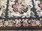 Vintage William Morris Flatweave Needlepoint Rug, Large Floral Panel Design, Handmade, Arts & Crafts/Mission Patern, Dark Green, Wool, 10x13 - Jewel Rugs