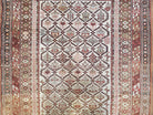 Antique Caucasian Shirvan Rug 4x6, Dagestan Area Rug, Wool Hand-Knotted Soft Red & Ivory 1920s Oriental Carpet, Soft Muted Colors - Jewel Rugs