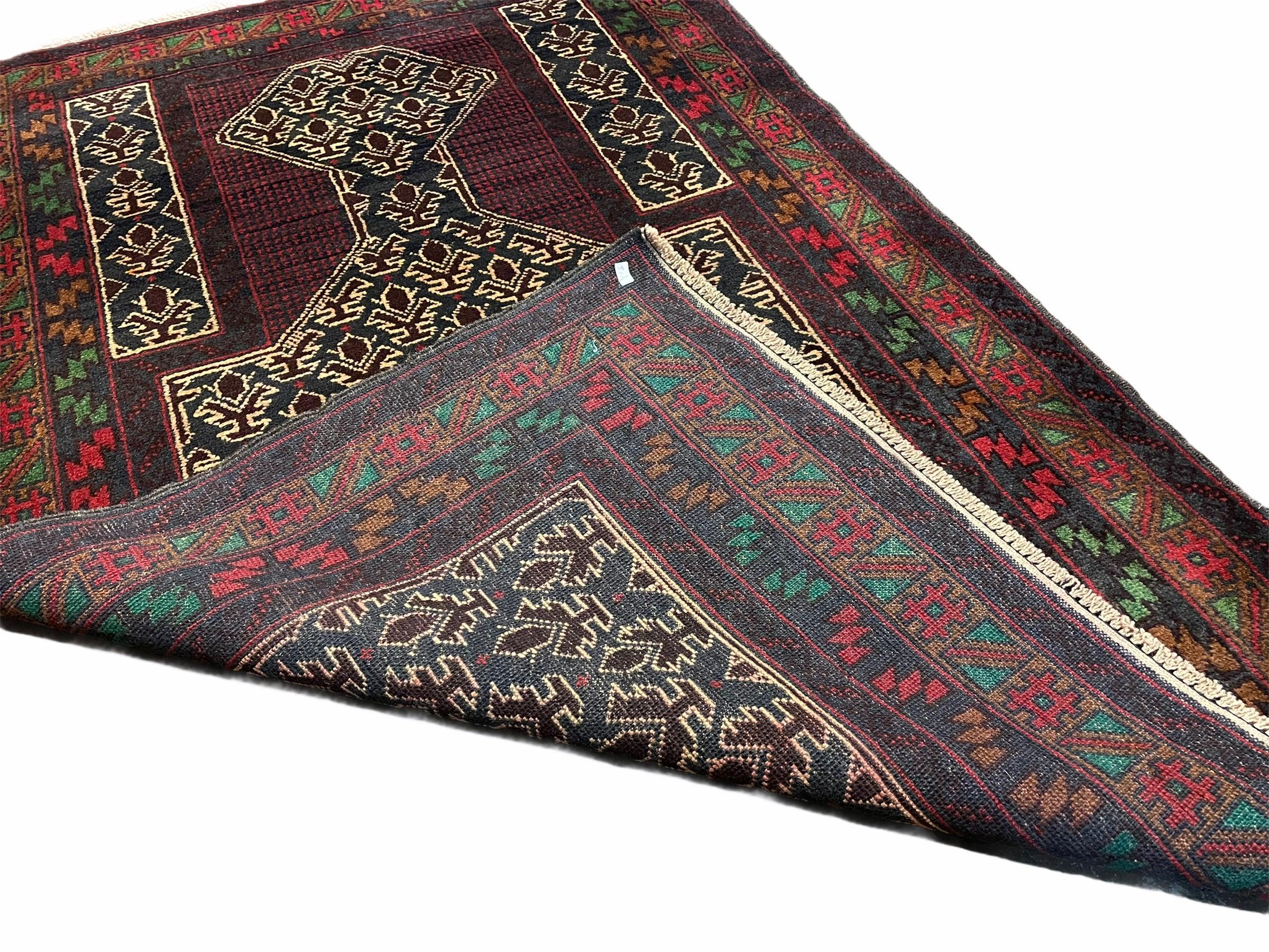 3x5 New Vintage Handmade Wool Rug Tribal Balouch Turkoman Prayer Rug Veggie Dyes - Jewel Rugs