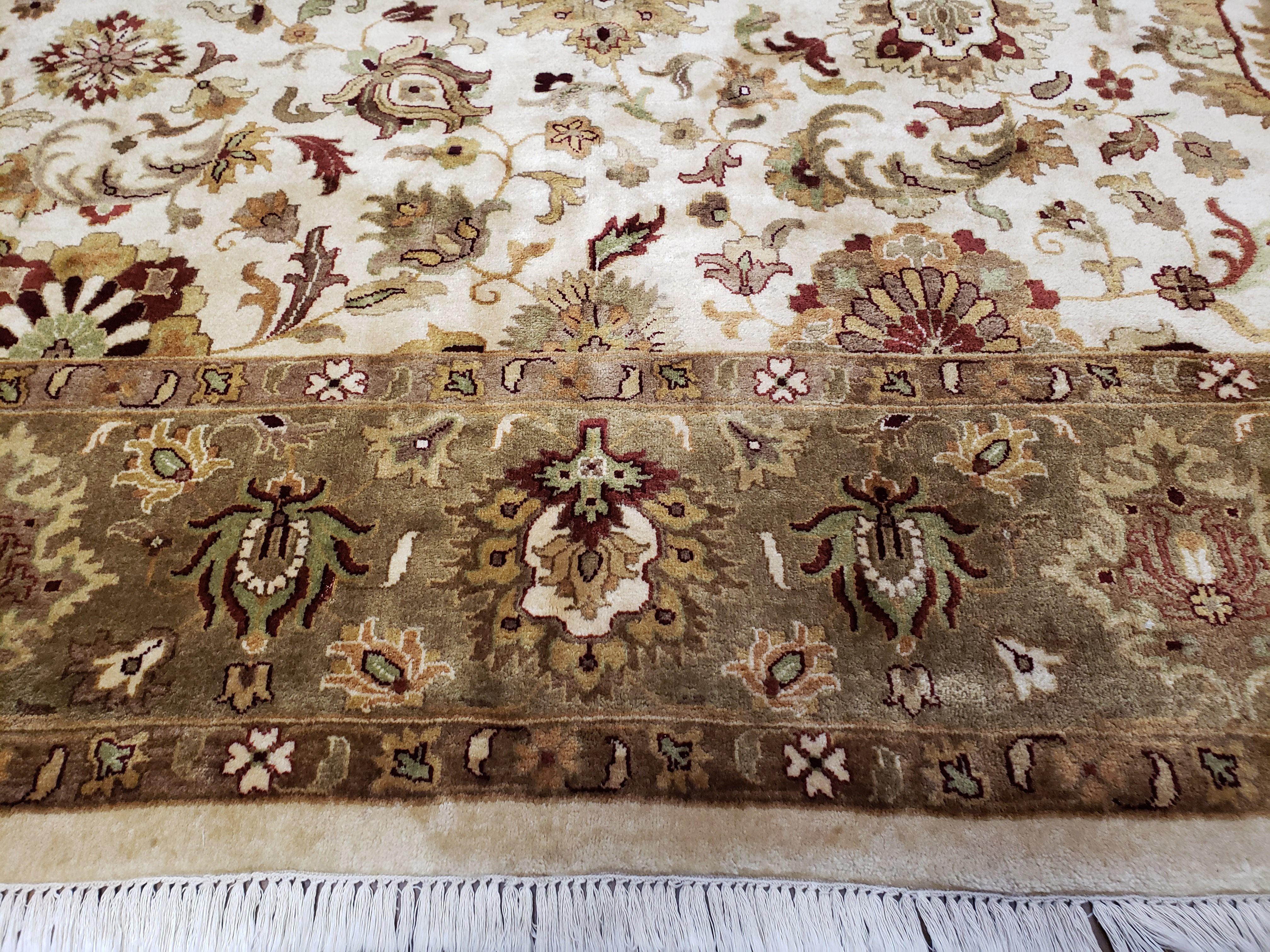 8x10 Handmade Rug, 10 x 8 Oriental Carpet, 8 by 10 Ivory Rug, Fine Wool Rug, Top Quality Rug, Beige Floral Rug Pak Persian Rug, Pakistan Rug - Jewel Rugs