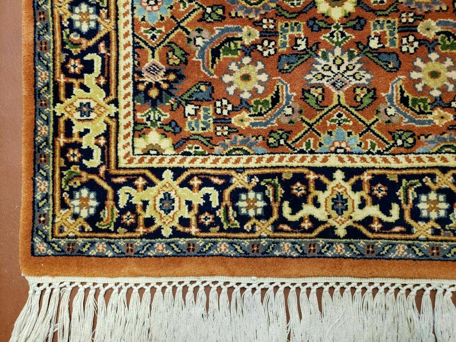 2' 7' X 4' Vintage Handmade India Amritsar Wool Floral Rug Vegetable Dyes Nice - Jewel Rugs