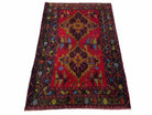 3x4 Vintage Handmade Wool Rug Red Floral Tribal Rug Turkoman Balouch Geometric - Jewel Rugs