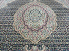 8' X 10' Vintage Fine Handmade Chinese Oriental Wool & Silk Black Area Rug Mahi/Herati Style - Jewel Rugs