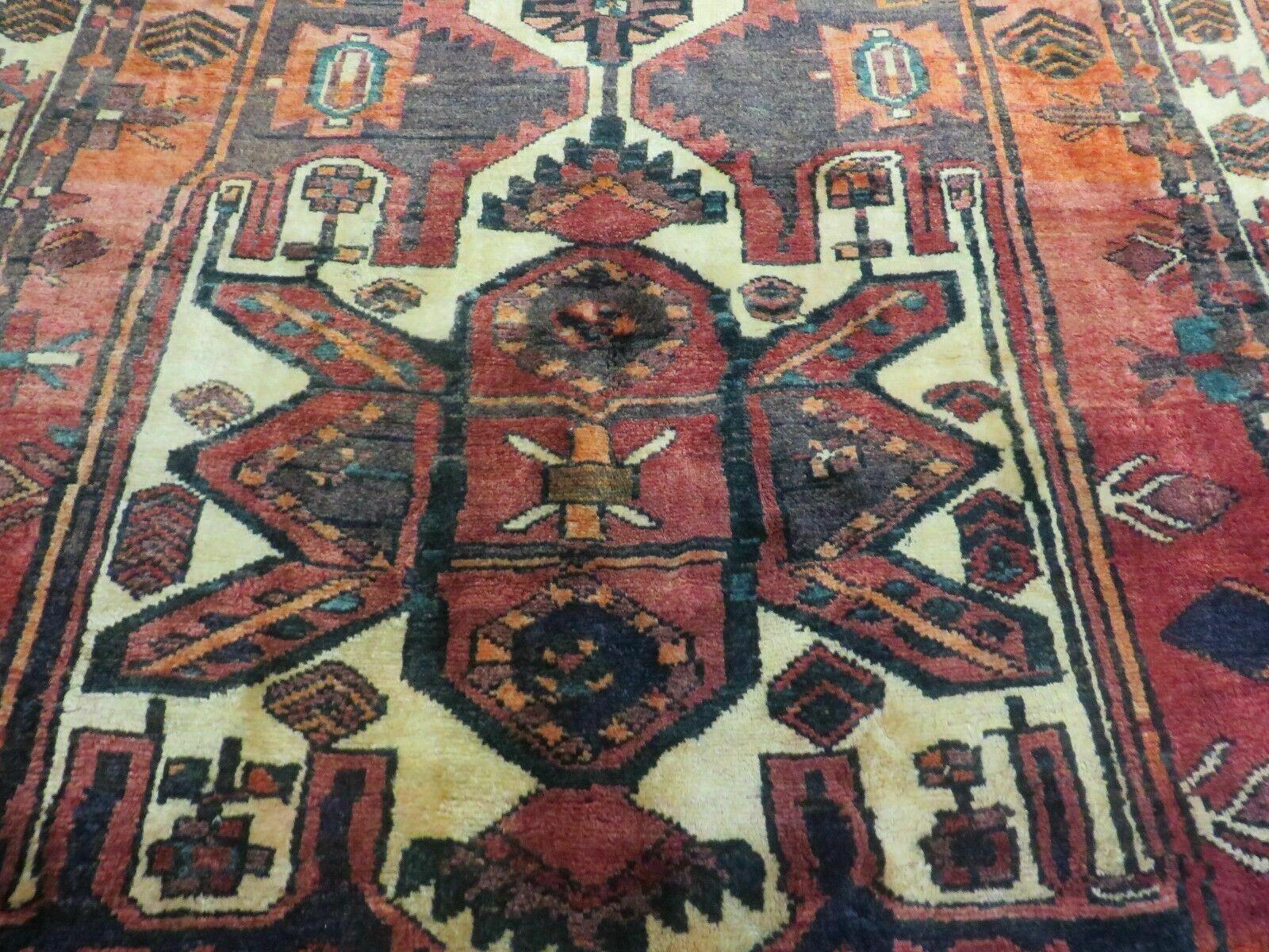 5' X 6' Antique Handmade Turkish Oriental Eagle Design Wool Veg Dyes Red Bold Rug Bohemian Boho Tribal Home Décor - Jewel Rugs