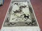 4' X 6' Modern Tibetan Nepal Art Deco Chinese Hand Knotted Wool Rug Horses Nice - Jewel Rugs