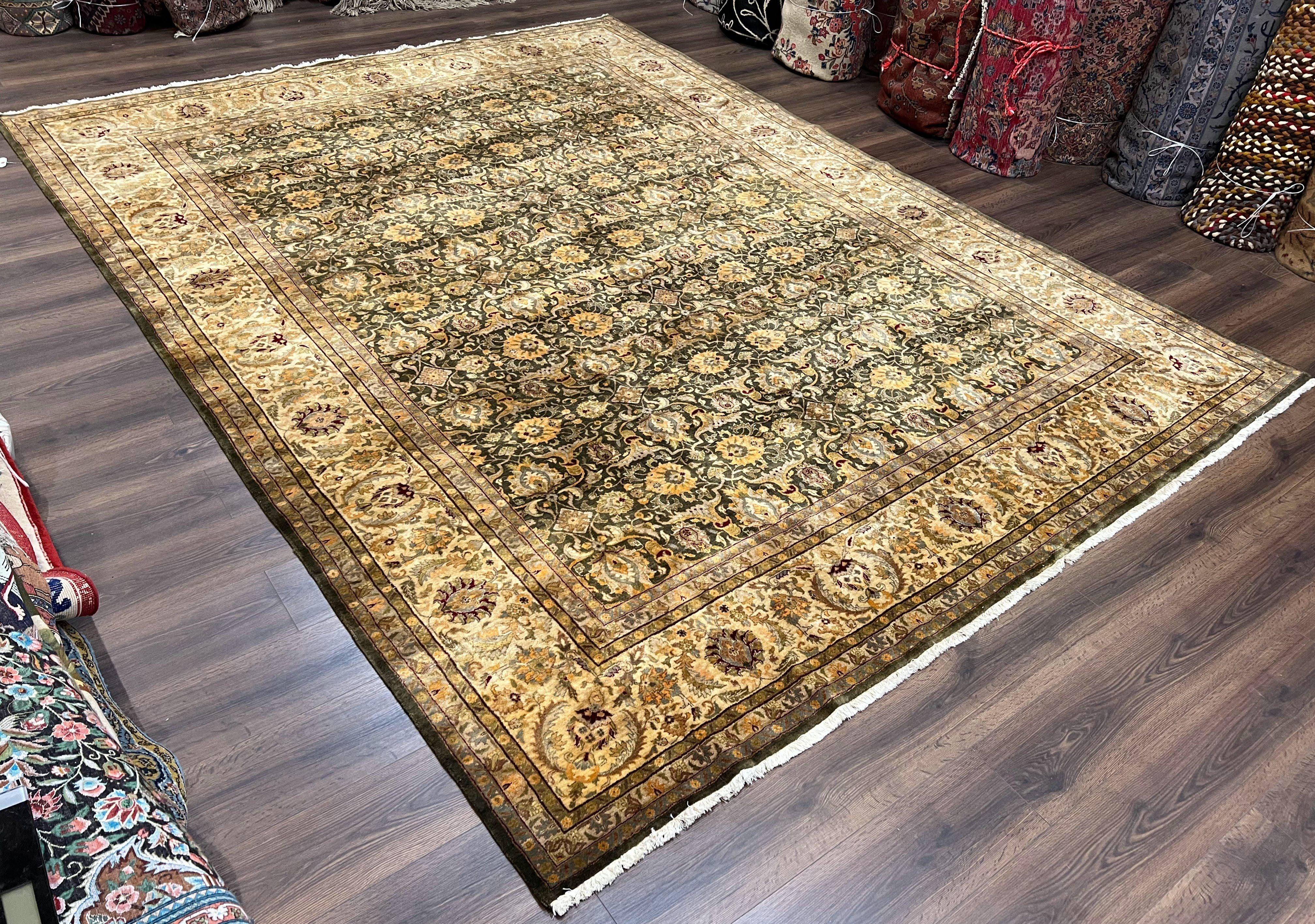 Indian Agra Rug 9x12, High Quality Indo Persian Carpet 9 x 12 ft, Mahal Rug, Tea Wash, Very Fine Oriental Rug, Allover Floral, Handmade Wool - Jewel Rugs