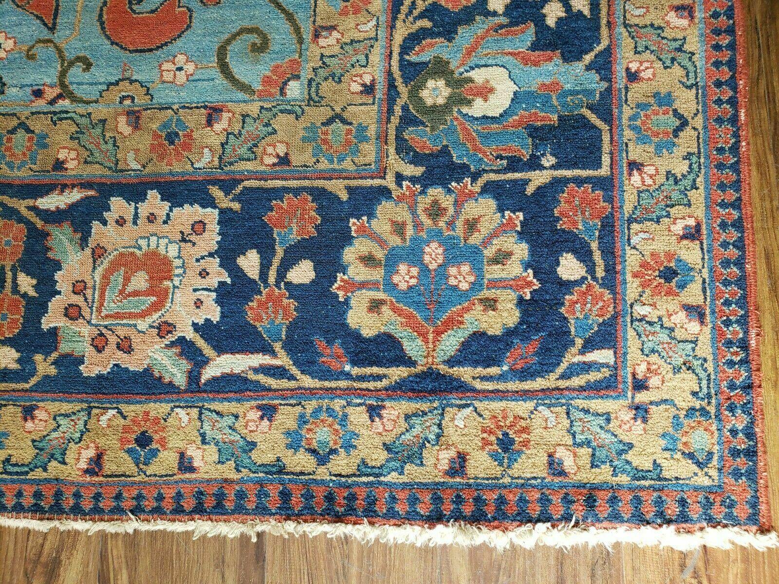 11' X 18' Antique Handmade Turkish Wool Rug Phoenix Bird Animal Pictorial Nice Blue and Red Fine Carpet - Jewel Rugs