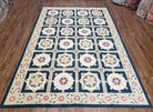 Vintage Chinese Needlepoint Rug 6x9, Panel Design Area Rug Wool Hand-Woven Black & Ivory Carpet Flat Weave Bedroom Rug 6 x 9 Living Room Rug - Jewel Rugs