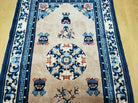 3' X 5' 8" Handmade Art Deco Chinese Wool Rug Peking Blue and Beige Carpet - Jewel Rugs