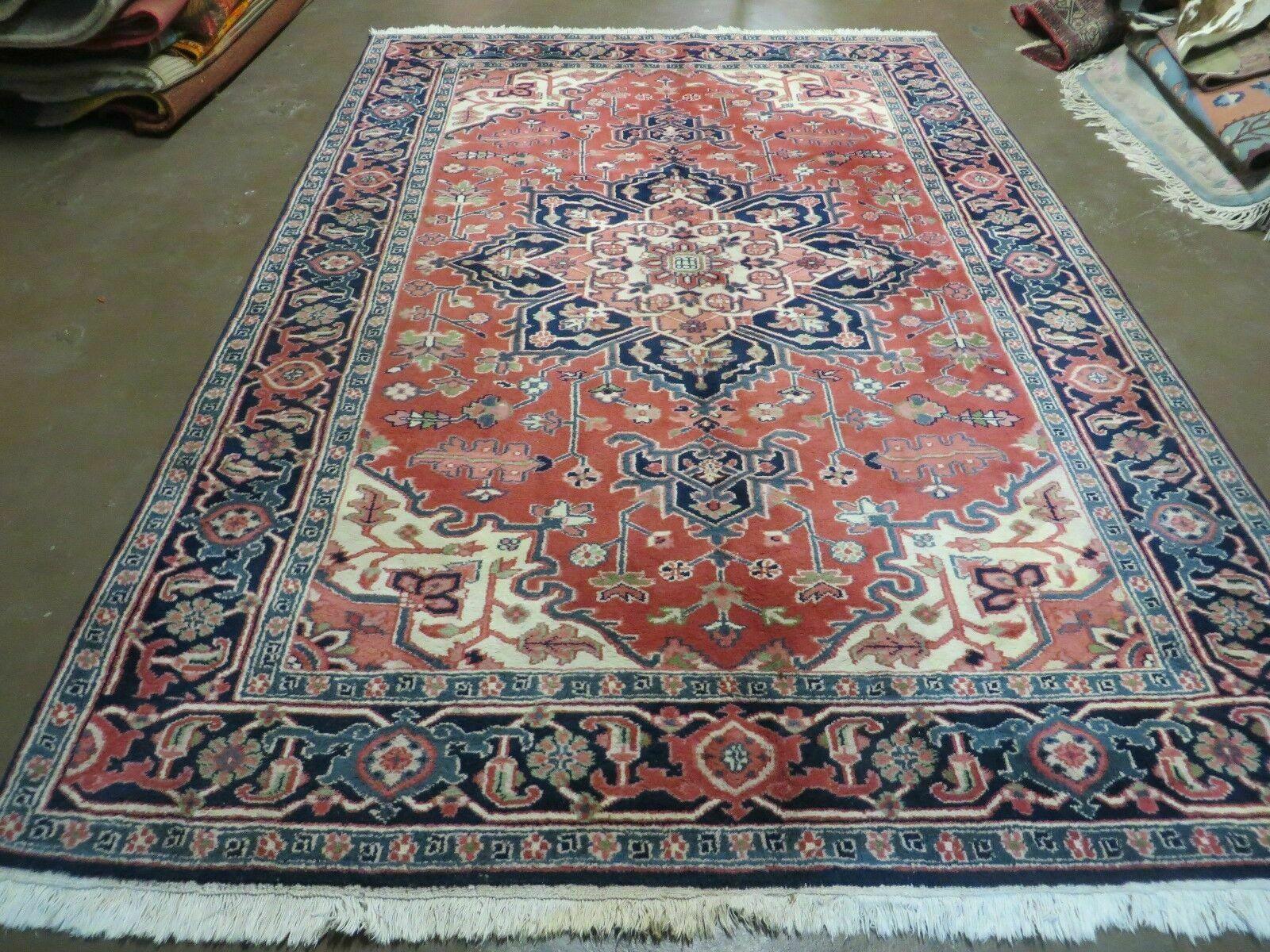 6' X 9' Vintage Handmade Indian Medallion Wool Rug Veg Dyes Nice # M702 - Jewel Rugs