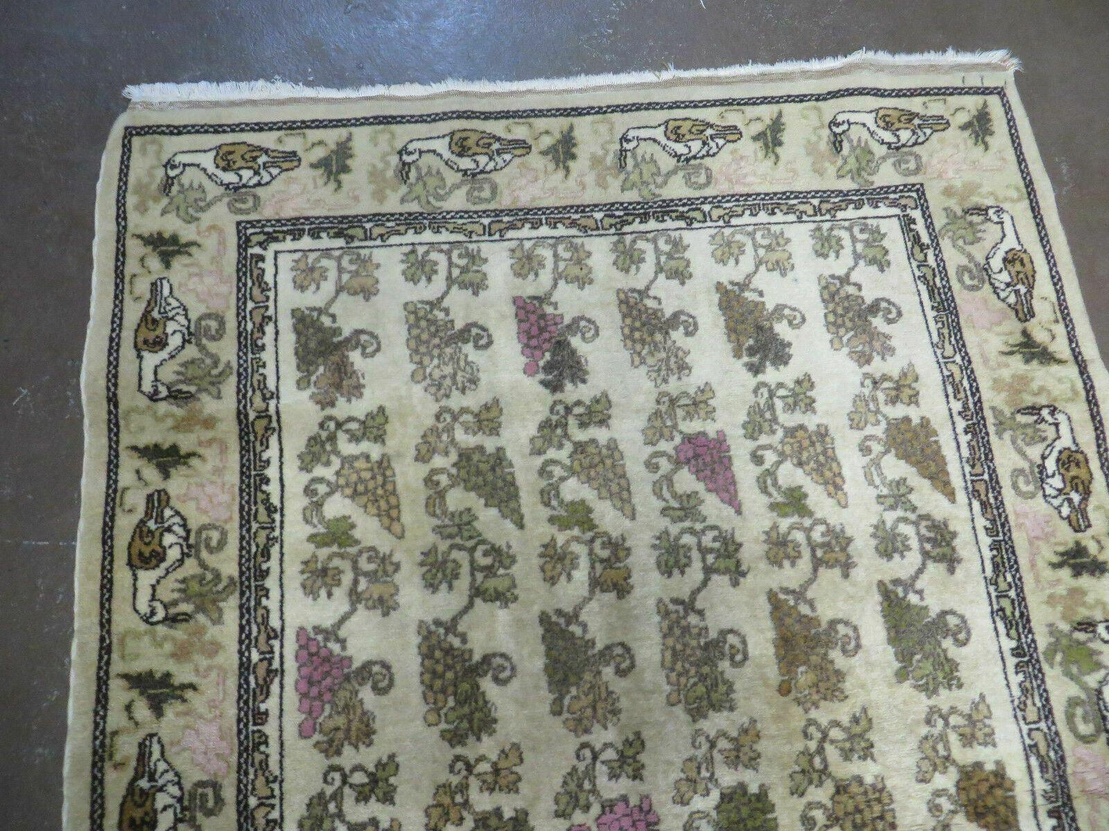 3' X 5' Vintage Handmade Fine Turkish Sivas Wool Rug Birds Grape Nice 200 KPSI - Jewel Rugs