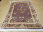 4' X 6' Modern Art Deco Chinese Handmade Wool Rug Grape Mauve - Jewel Rugs