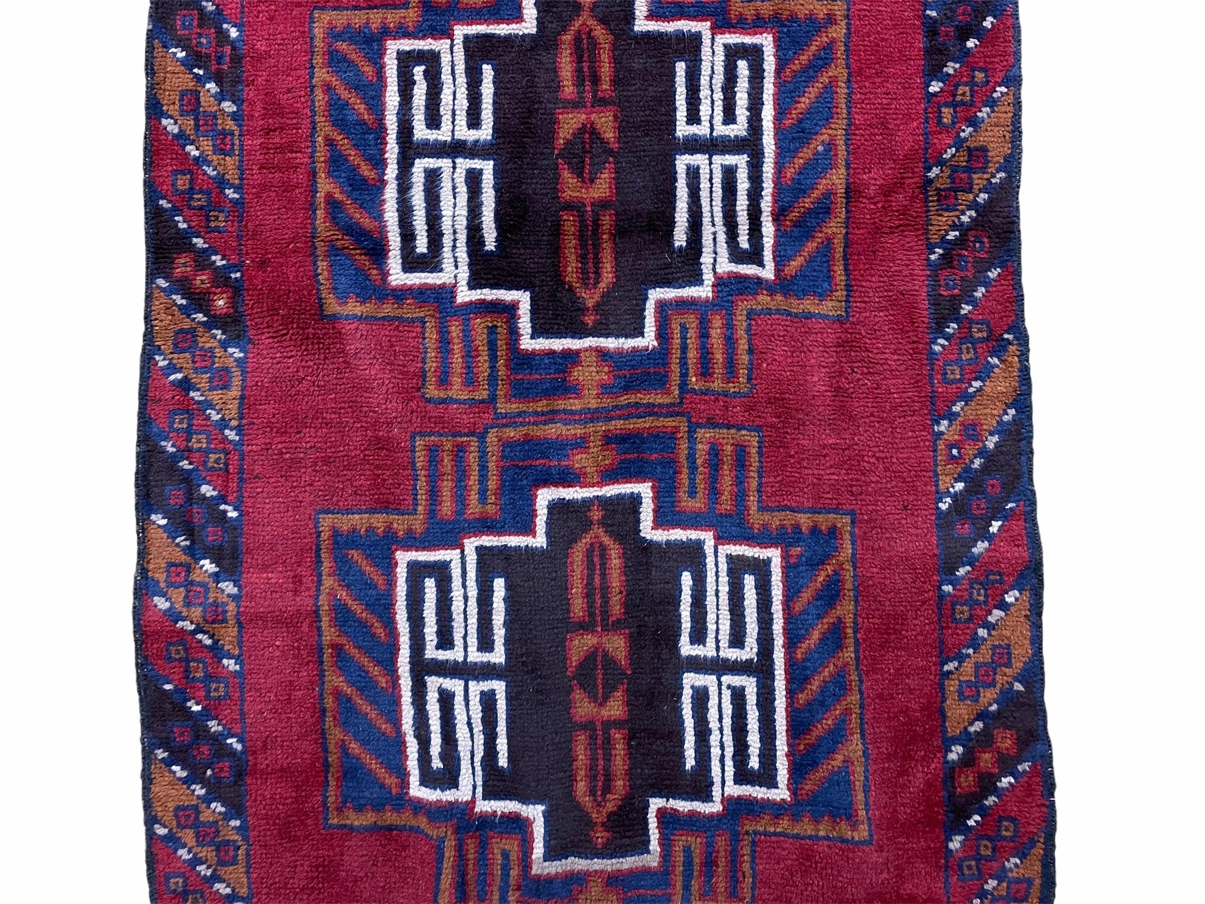 3 X 5 Vintage Handmade Tribal Wool Rug Balouchi Rug Afghan Rug Red Beige Nice - Jewel Rugs