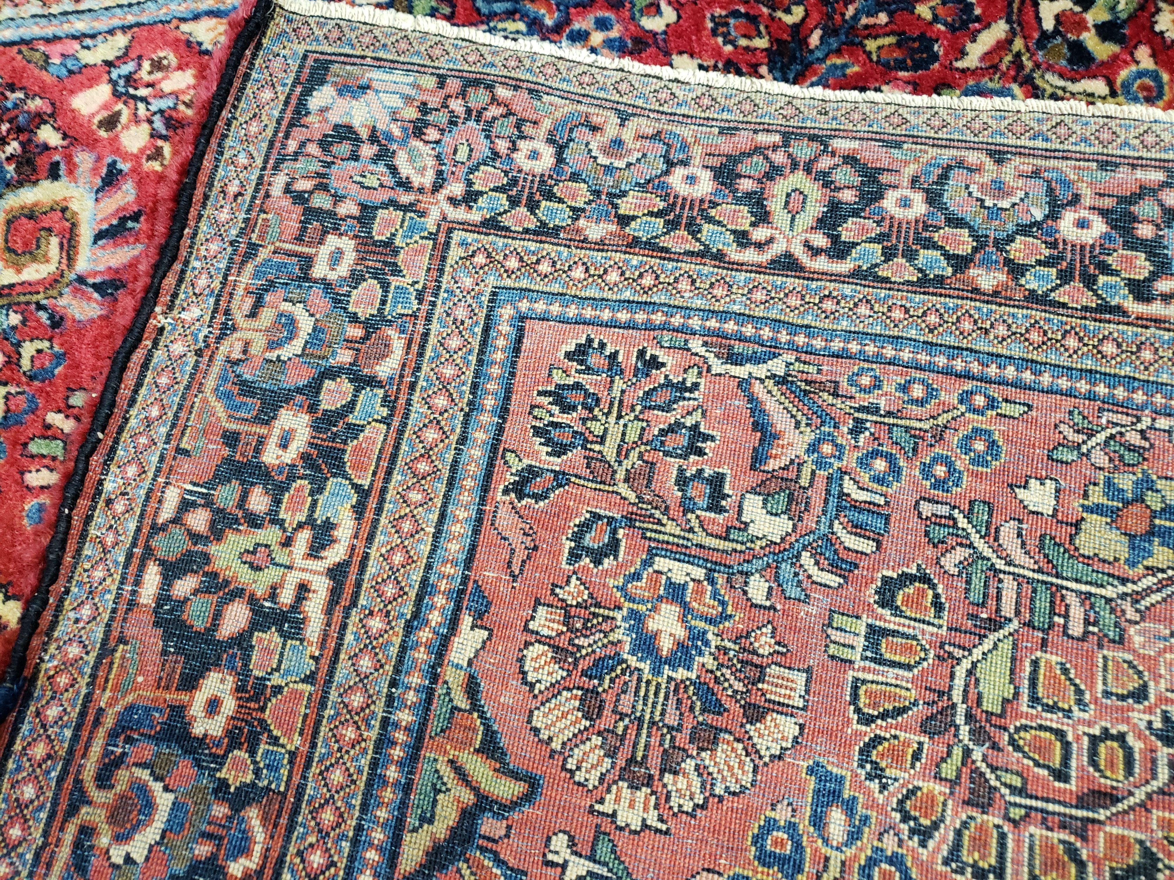 Antique Persian Sarouk, 4x6, Hand-Knotted, Wool, Red, Nice Condition - Jewel Rugs