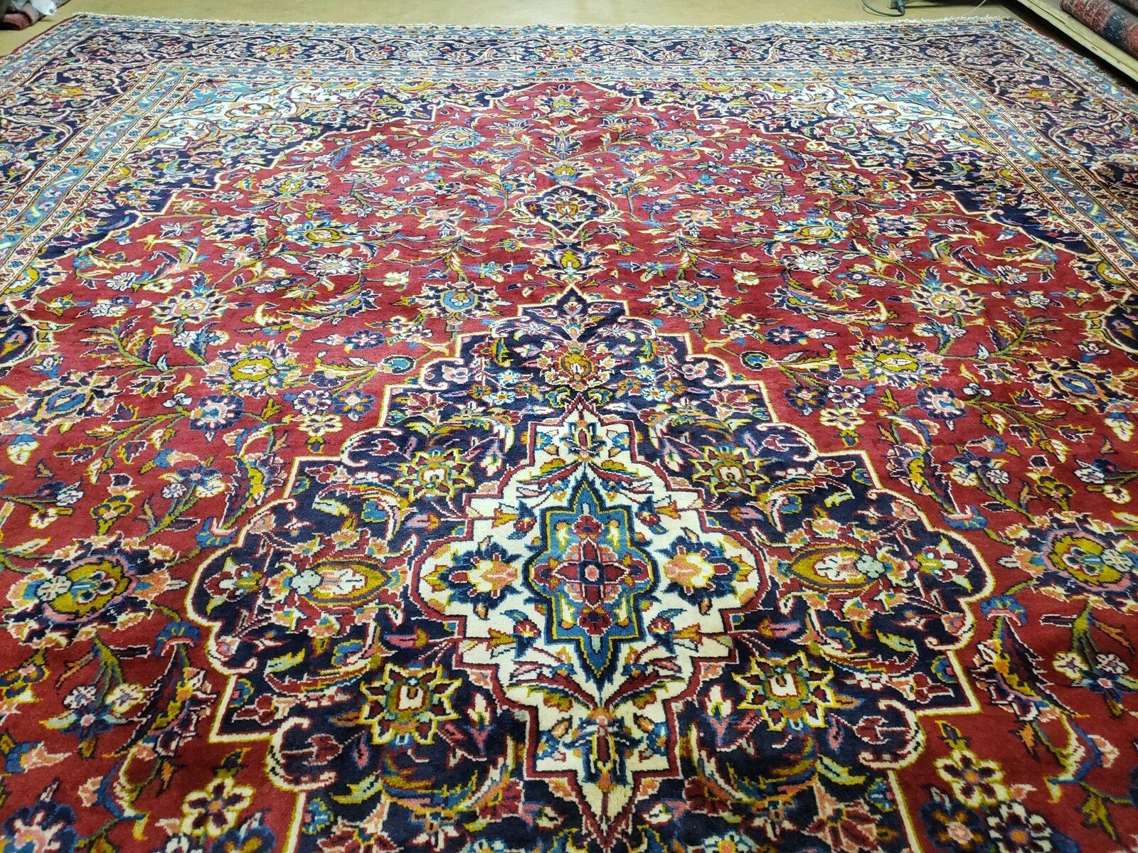 9' 6" X 13' 4" Antique Authentic Oriental Handmade Vegetable Dye Floral Area Rug Red Xlarge Allover Floral Top Quality - Jewel Rugs