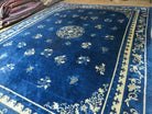 9' X 12' Antique Hand Made Art Deco Chinese Rug Peking Flowers Floral Blue Nice - Jewel Rugs