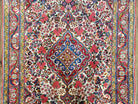 Semi Antique Persian Bidjar Rug, Ivory Red & Blue, Floral, Hand-Knotted, Wool, 3'4" x 5'3" - Jewel Rugs