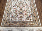 Indo Persian Rug 4x6, Tree of Life Rug, Animal Motifs, Deer Peacocks Birds, Ivory and Cream, Hand-Knotted Soft Wool Pile Indian Carpet 4 x 6 - Jewel Rugs