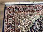 Indo Persian Rug 4 x 6.5, Navy Blue and Ivory/Cream, Hand-Knotted Wool Indian Oriental Carpet, Floral Medallion, Traditional Entryway Rug - Jewel Rugs