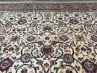 Beautiful Persian Sarouk Rug 10x14, Wool Hand-Knotted Ivory Antique Oriental Carpet 10 x 14, Ivory/Cream Red Blue, 1940s, Top Quality Fine Handmade - Jewel Rugs