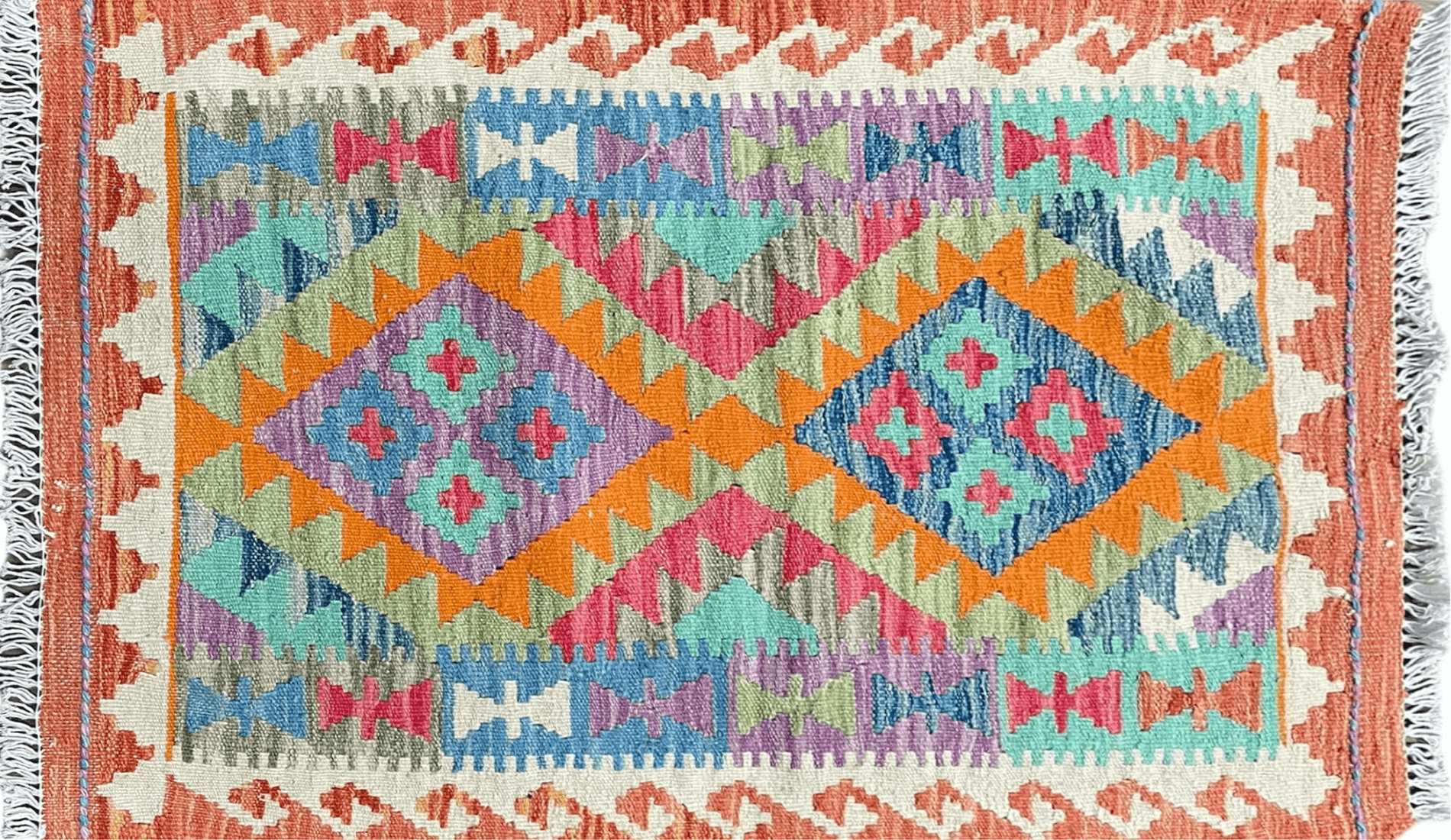 2x3 Kilim Rug 3x2 Colorful Kilim Rug Small Turkish Multicolor Kilim Rug Diamond Zigzag Kilim Rug Bright Playroom Rug New - Jewel Rugs