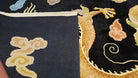 Rare Antique Chinese Art Deco Rug 6x9 with Dragon, Black Chinese Carpet 6 x 9, Hand Knotted Wool Area Rug - Jewel Rugs