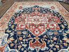 Safavieh Samarkand Rug 7.9 x 9.5 ft, Colorful Heriz Serapi Room Sized, Hand-Knotted Wool Carpet, Tribal Bohemian Area Rug, Oriental Rug 8x10 - Jewel Rugs