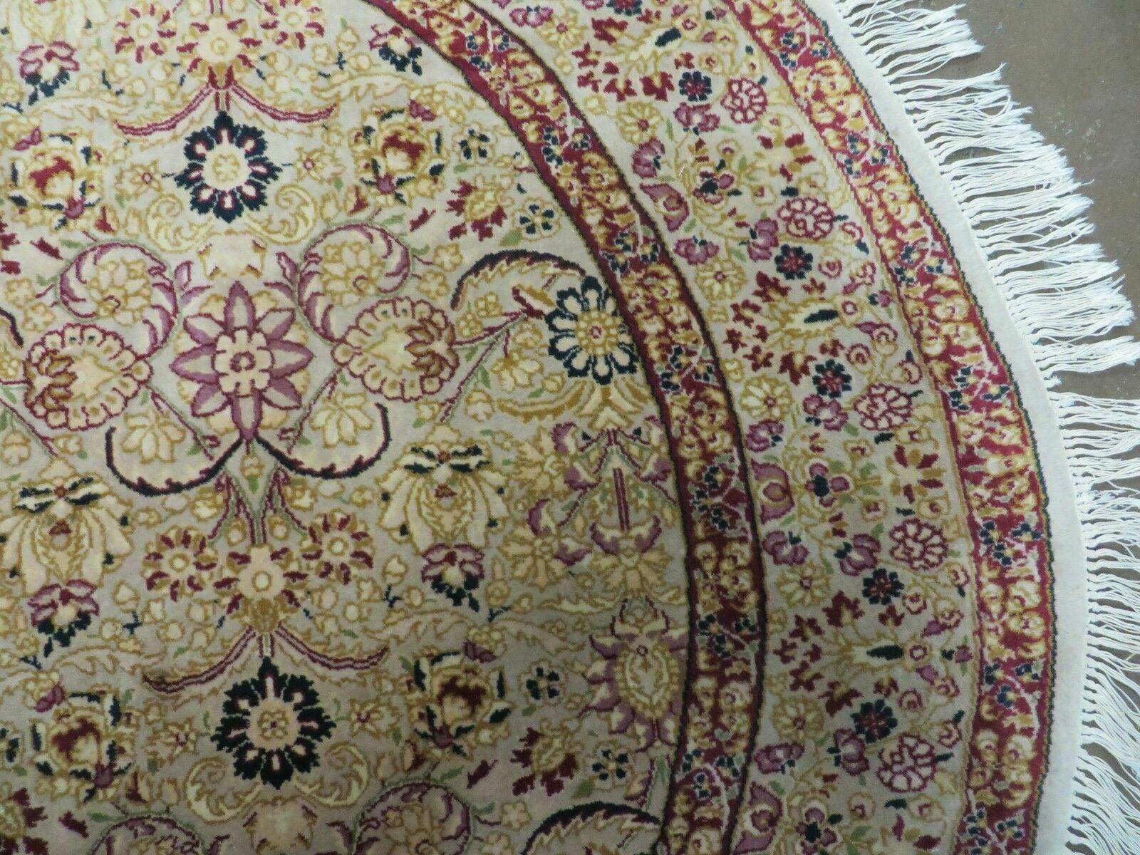 6' Handmade Fine Indian Wool Rug Carpet Round Silk Accent Beauty - Jewel Rugs