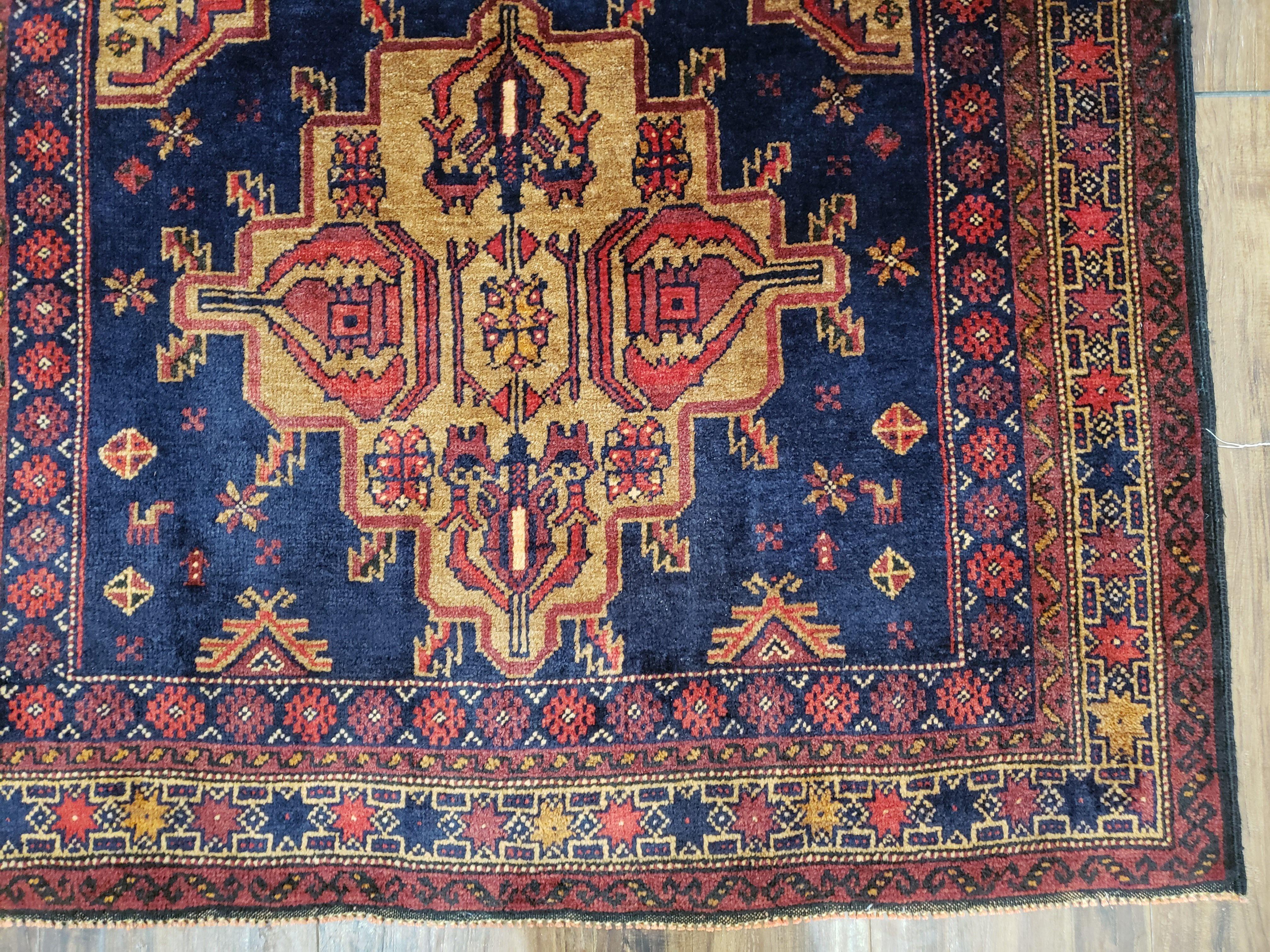 4x6 Handmade Balouch War Afghan Tribal Rug Organic Dyes Colorful 3' 2" X 5' 11" - Jewel Rugs