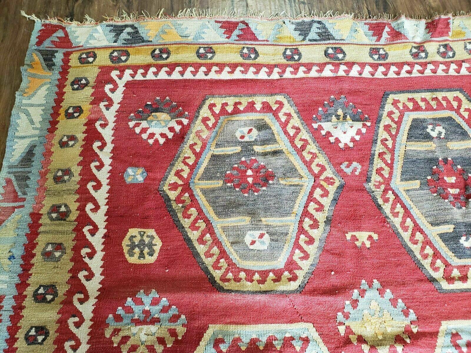 8' X 12' Vintage Turkish Kilim Handmade Flat Weave Wool Rug Veg Dyes - Jewel Rugs