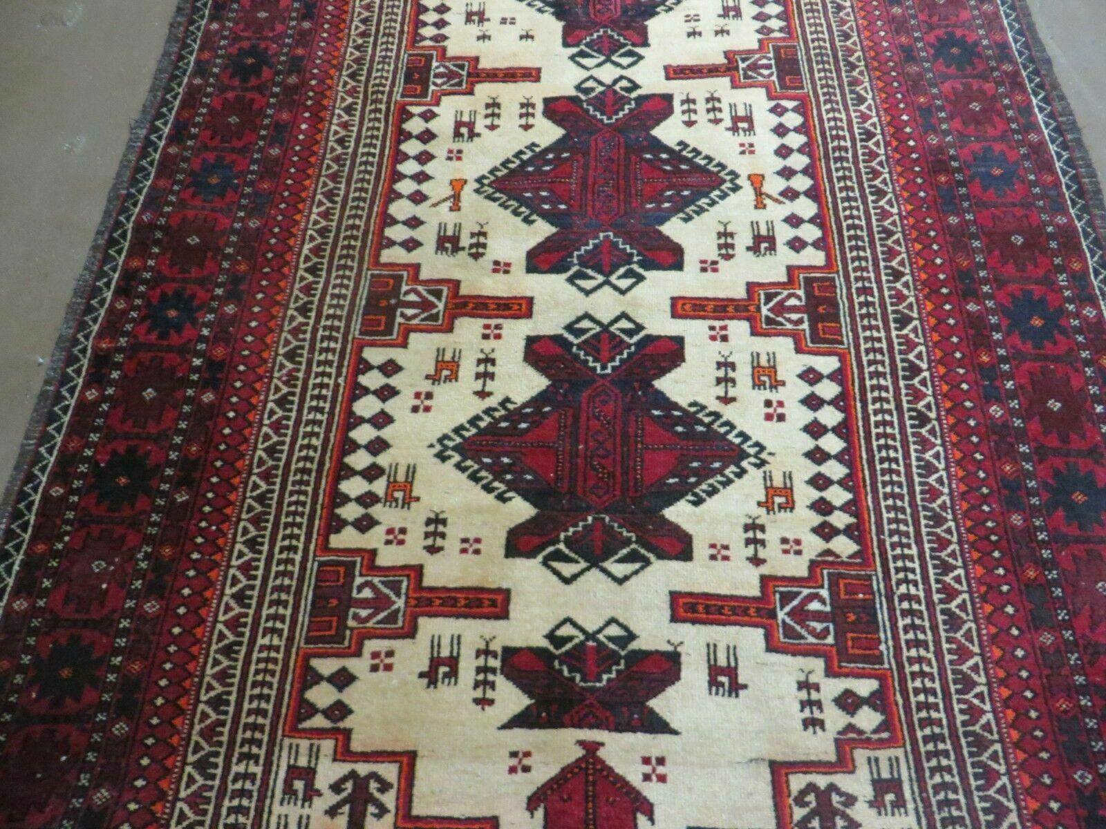 4' X 7' Vintage Handmade Pakistan Turkoman Bokhara Balouch Woven Wool Rug Nice - Jewel Rugs