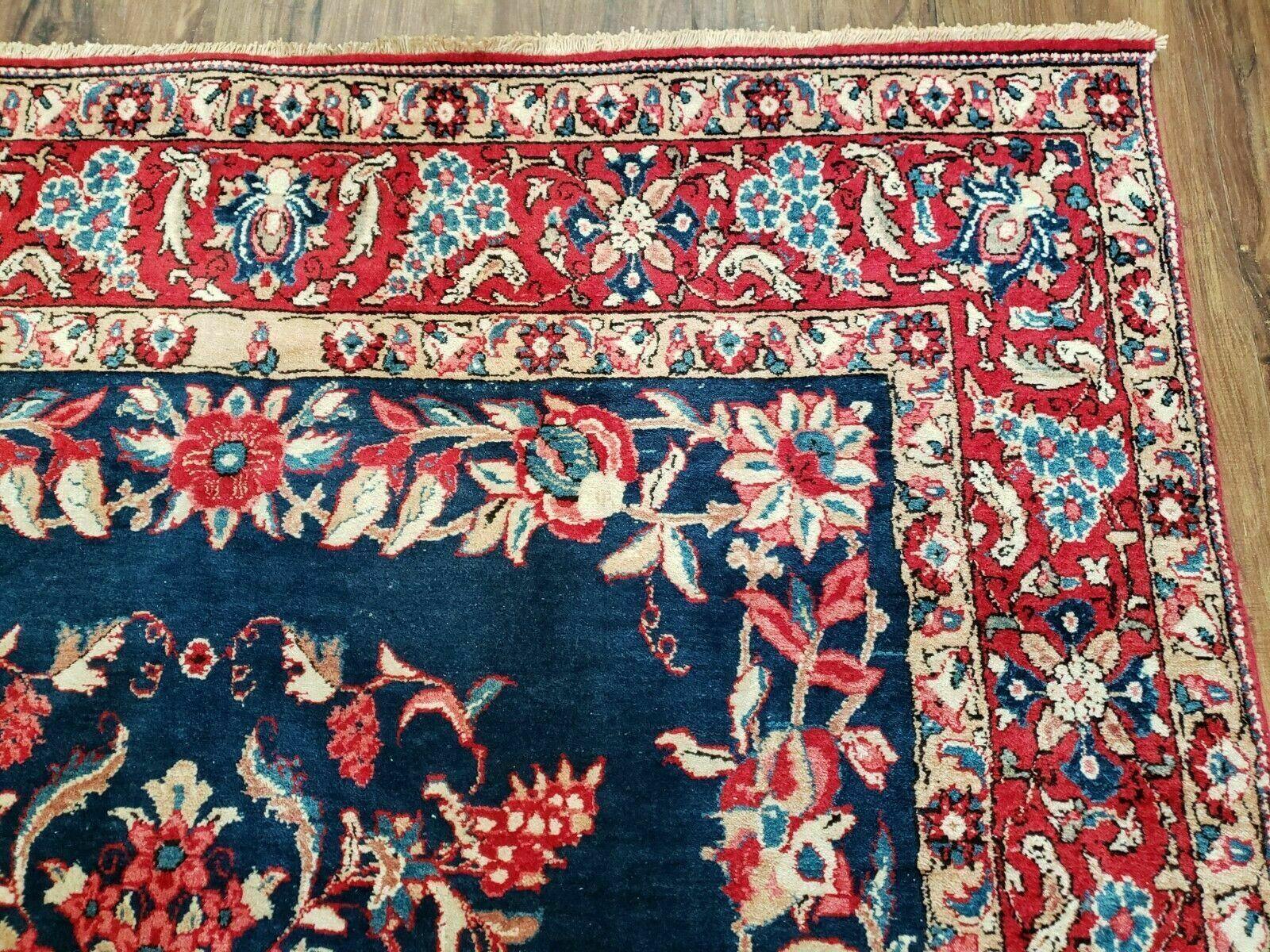 4' X 7' Vintage Handmade Turkish Wool Rug Flowers Birds Tree Of Life Blue Red - Jewel Rugs