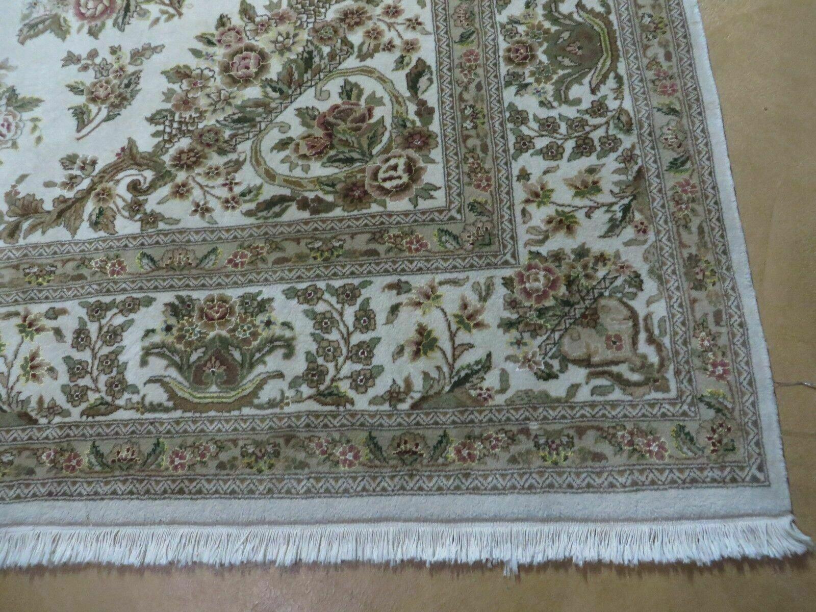 8' X 10' Handmade Chinese Floral Oriental Wool Silk Accent Rug Ivory Organic - Jewel Rugs