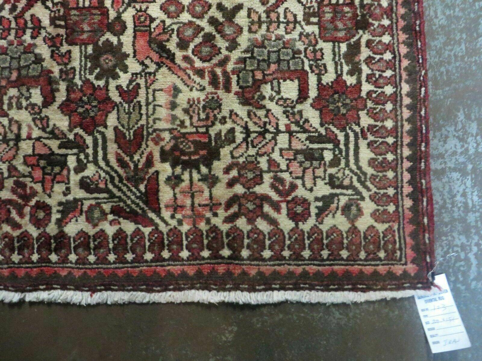 2' 5" X 13' Antique Handmade India Floral Oriental Wool Runner Rug Bird Animal Pictorial # 123 - Jewel Rugs