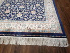 Blue Silk Carpet 4 x 6 ft, Super Fine Silk Rug Blue & Ivory, Bamboo Silk, Affordable Top Quality Silk Rug, Allover Floral Pattern - Jewel Rugs