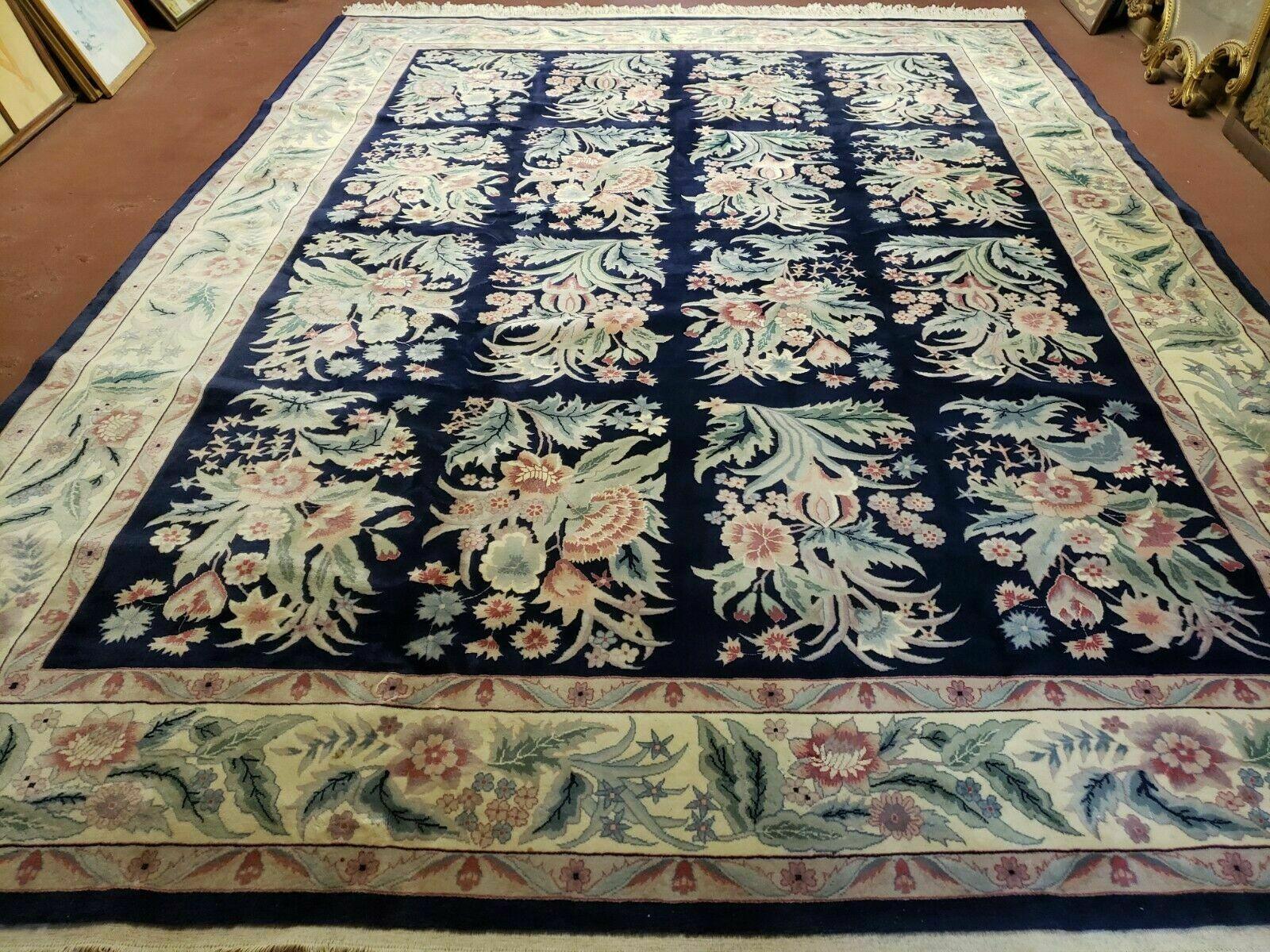 9' X 12' Handmade Chinese Oriental Floral Garden Wool Rug 160 Lines Plush Pile - Jewel Rugs