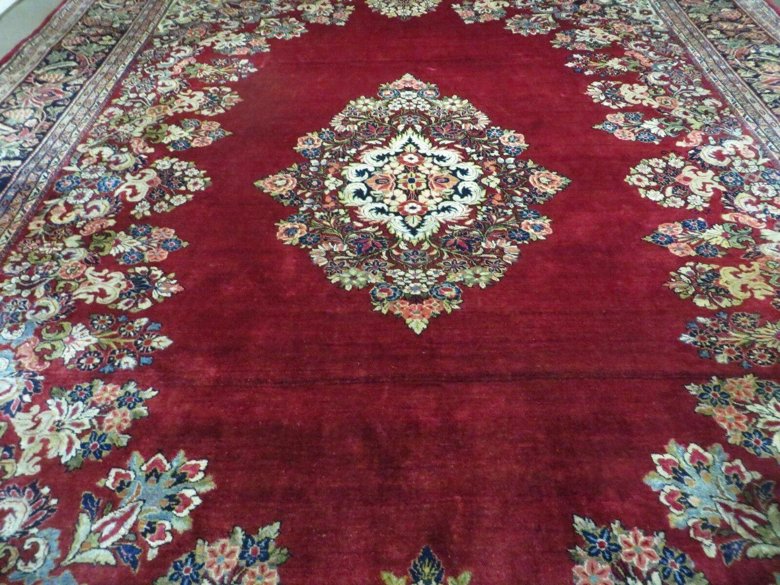 10' X 13' Antique Finely Woven Handmade Persian Sarouk Open Field Floral Pattern Red Wool Oriental Rug - Jewel Rugs