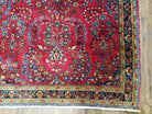 Antique Persian Sarouk Rug, Red, Allover Floral Pattern, Hand-Knotted, Wool, 3'4" x 4'11" - Jewel Rugs